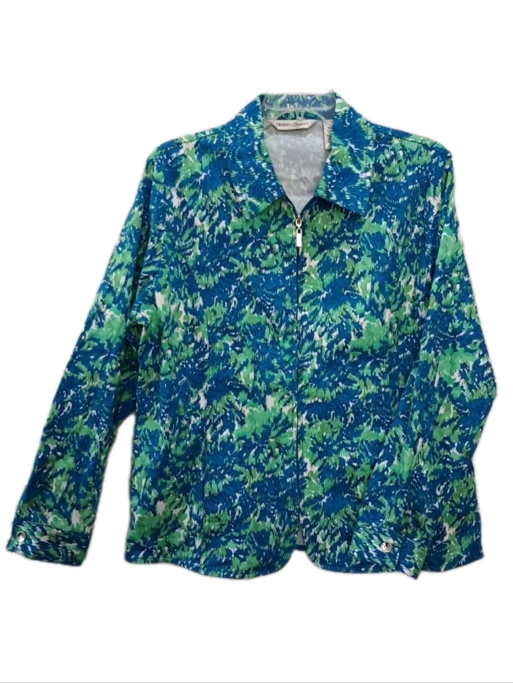 Draper's & Damon's Lightweight Shirt Jacket  Zipper Blue/Green Size Large